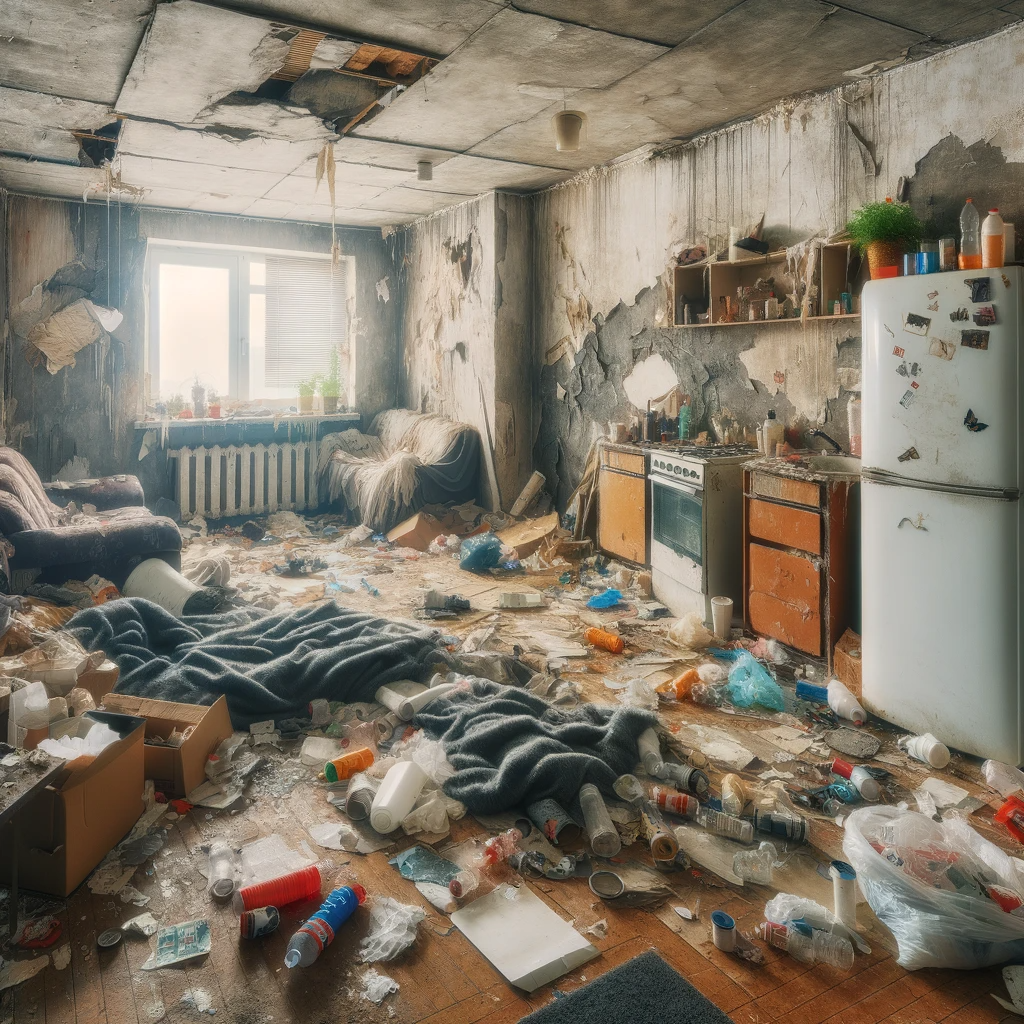 Damaged apartment interior